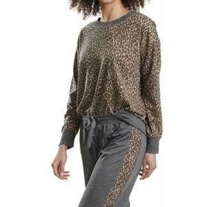 Splendid leopard print lightweight sweatshirt, Tan/Grey Size M